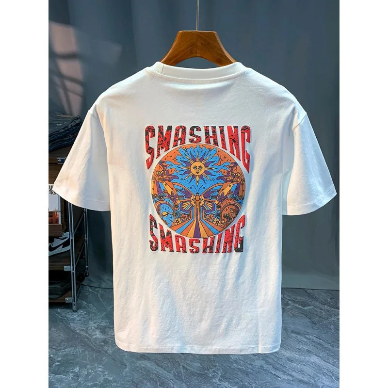 New high-end luxury pure cotton short sleeved men's trendy brand letter printed round neck casual lightweight breathable T-shirt
New high-end luxury pure cotton short sleeved men's trendy brand letter printed round neck casual lightweight breathable T-shirt