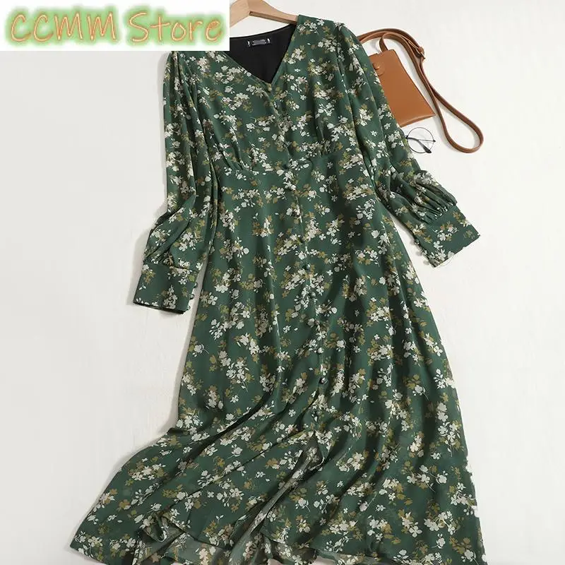 New Floral Print Dress for Women Spring Summer V Neck Single Breasted Long Dresses Office Ladies A Line Split Dress
New Floral Print Dress for Women Spring Summer V Neck Single Breasted Long Dresses Office Ladies A Line Split Dress