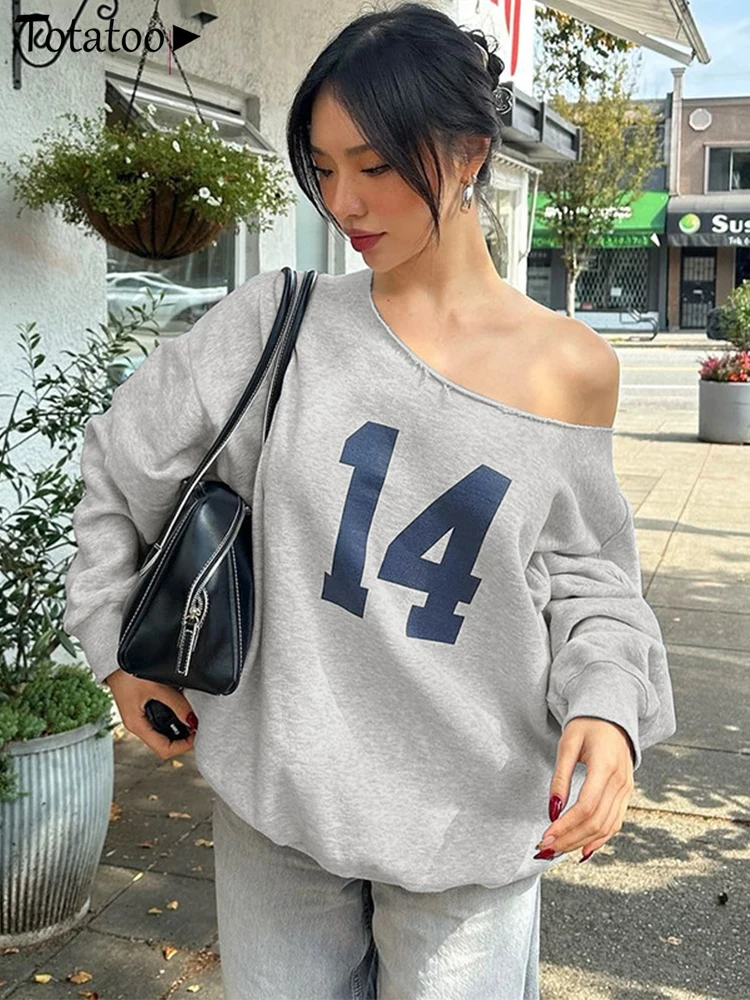 Totatop Number Print Sweatshirts Women 2024 Autumn Winter Off Shoulder Loose Style Oversize Tops Streetwear Casual Pullover Tops
Totatop Number Print Sweatshirts Women 2024 Autumn Winter Off Shoulder Loose Style Oversize Tops Streetwear Casual Pullover Tops