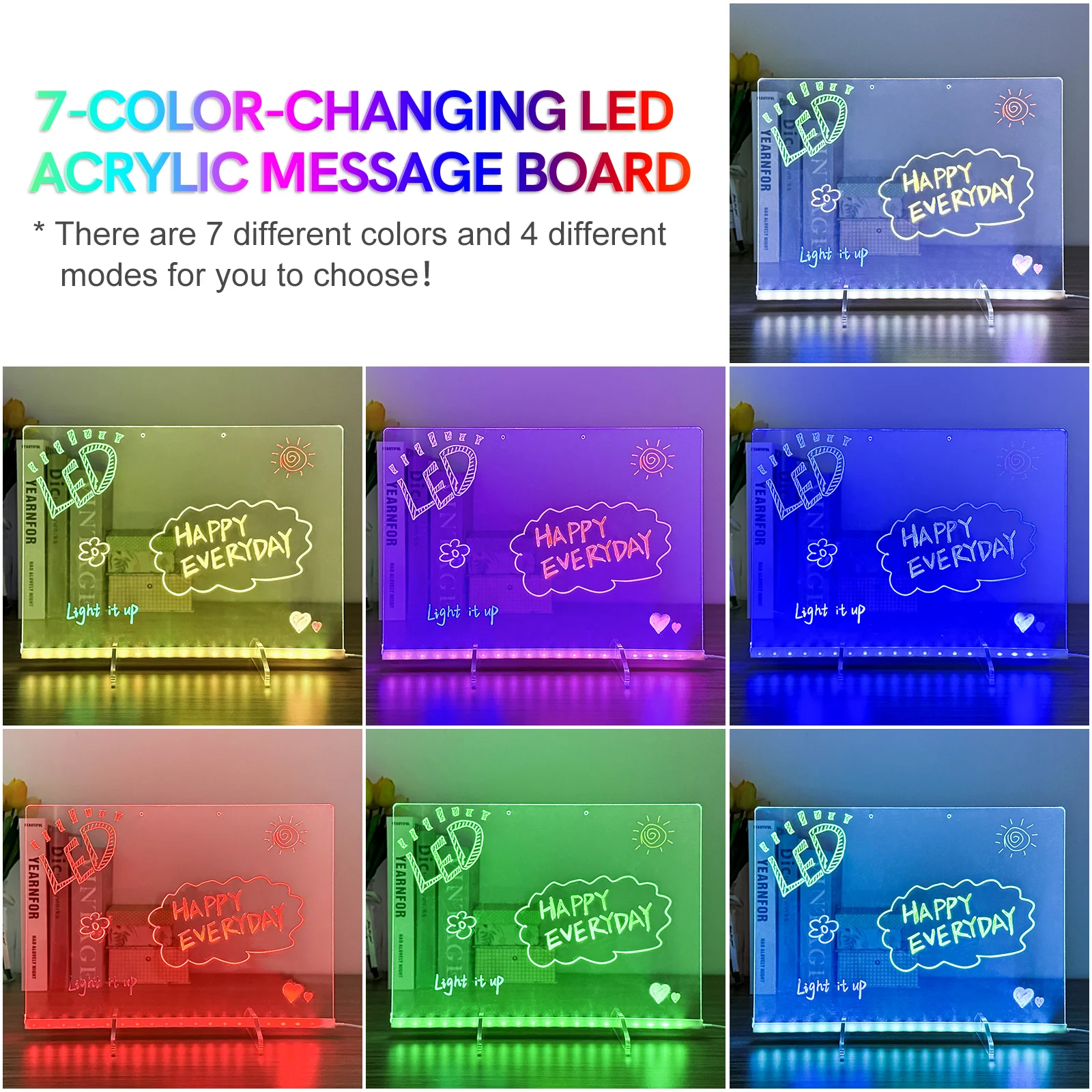 2 in 1 LED Writing Drawing Board; DIY Light-Up Acrylic Message Board; Clear Dry Erase Note Board with Colors 13.8"x10"
2 in 1 LED Writing Drawing Board; DIY Light-Up Acrylic Message Board; Clear Dry Erase Note Board with Colors 13.8"x10"