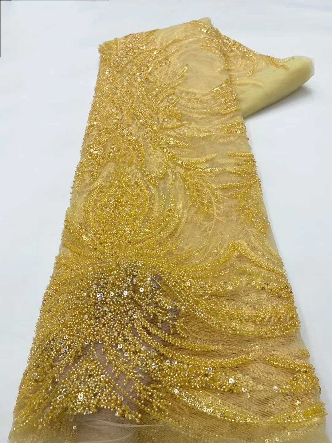 Luxury African Lace Fabric 2025 High Quality Sequins Beads Lace Fabrics For Nigerian Wedding French Tulle Lace Fabric
Luxury African Lace Fabric 2025 High Quality Sequins Beads Lace Fabrics For Nigerian Wedding French Tulle Lace Fabric