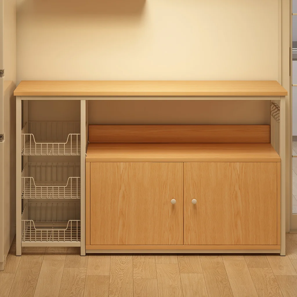 Floor-to-ceiling multi-layer microwave oven storage integrated multi-functional locker against the wall
Floor-to-ceiling multi-layer microwave oven storage integrated multi-functional locker against the wall
