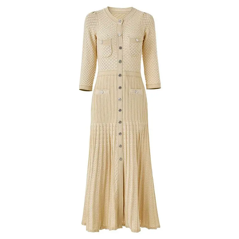 Spring 2025 New Style Heavy Work Pocket Design Knitted Dress round Neck Long Sleeve Midi Skirt Elegant Ladylike Middle Easter...
Spring 2025 New Style Heavy Work Pocket Design Knitted Dress round Neck Long Sleeve Midi Skirt Elegant Ladylike Middle Easter...