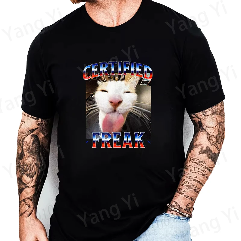 Certified Freak Lettering and Quirky Cat Emoji Print T-shirt Men Women Summer Casual Short Sleeve Shirt Fashion Loose Funny Tops
Certified Freak Lettering and Quirky Cat Emoji Print T-shirt Men Women Summer Casual Short Sleeve Shirt Fashion Loose Funny Tops