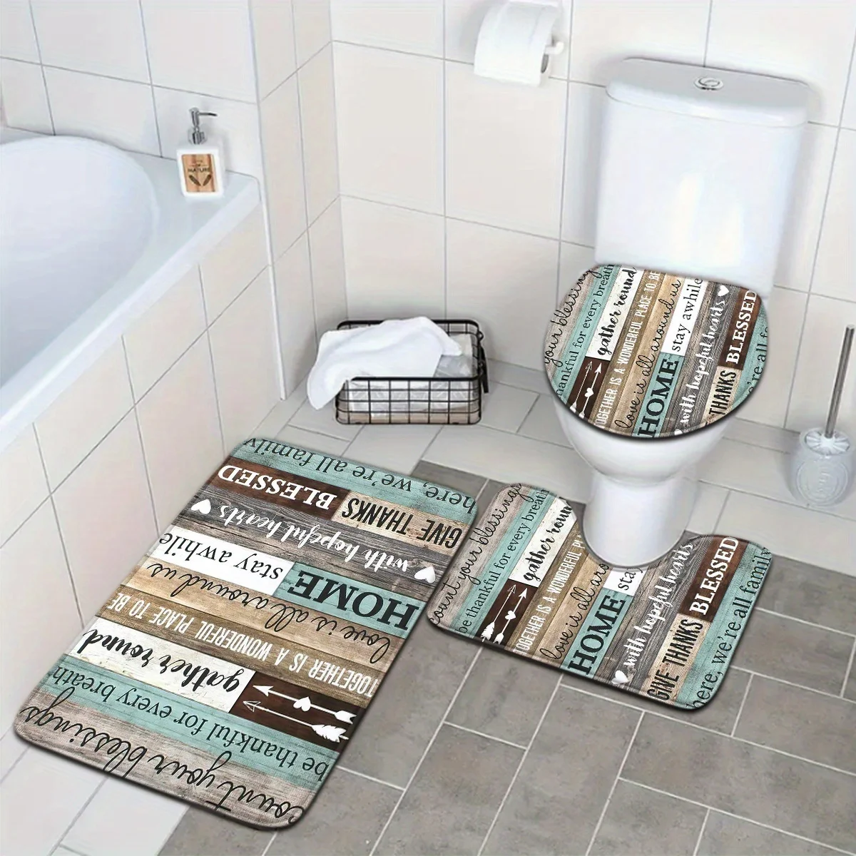 Home Decor Christian Bathroom Mat Set Rug Toilet Mat Inspirational Quotes Gift for Bath
Home Decor Christian Bathroom Mat Set Rug Toilet Mat Inspirational Quotes Gift for Bath