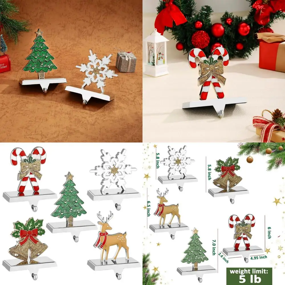 5-Piece Silver Christmas Stocking Hangers for Fireplace Mantle, Heavy-Duty Holders for Holiday Decorations
5-Piece Silver Christmas Stocking Hangers for Fireplace Mantle, Heavy-Duty Holders for Holiday Decorations
