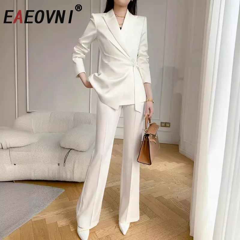 EAEOVNI 2025 Spring New Women's Set Long Sleeve Lace-up Gathered Waist Suit Jacket + Pants Office Lady Female Clothing 1A344
EAEOVNI 2025 Spring New Women's Set Long Sleeve Lace-up Gathered Waist Suit Jacket + Pants Office Lady Female Clothing 1A344