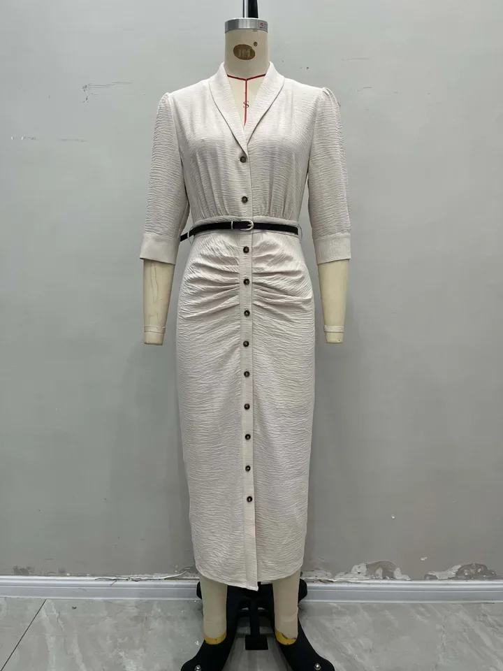 Spring & Summer Women's Short Sleeve Pleated Shirt Dress with Belt Temperament Commuting Female Fashion Slimming Elegant Dresses
Spring & Summer Women's Short Sleeve Pleated Shirt Dress with Belt Temperament Commuting Female Fashion Slimming Elegant Dresses