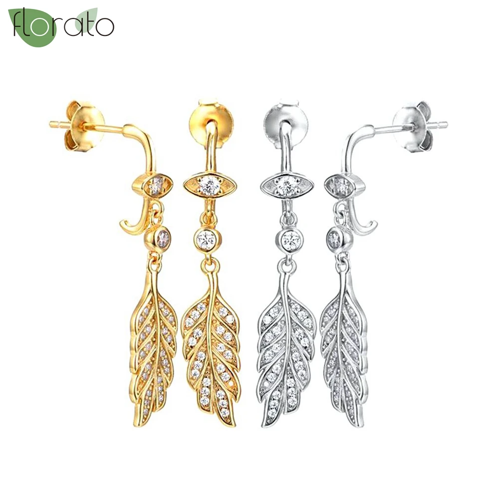 925 Sterling Silver Needle Fashion Feather Pendant small hoop Earrings for Women Gold Color Metal Crystal Earring Luxury Jewelry
925 Sterling Silver Needle Fashion Feather Pendant small hoop Earrings for Women Gold Color Metal Crystal Earring Luxury Jewelry