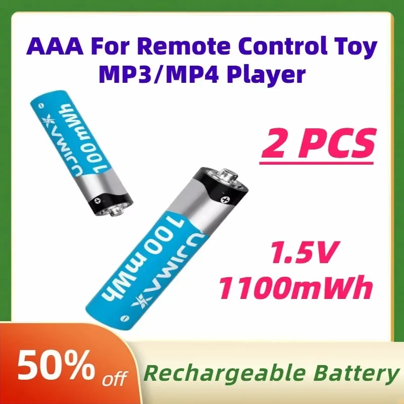 2PCS 1100mWh 1.5V AAA Lithium-ion Rechargeable Battery Suitable for Remote Control Toy MP3/MP4 Player Replaceable Batteries
2PCS 1100mWh 1.5V AAA Lithium-ion Rechargeable Battery Suitable for Remote Control Toy MP3/MP4 Player Replaceable Batteries