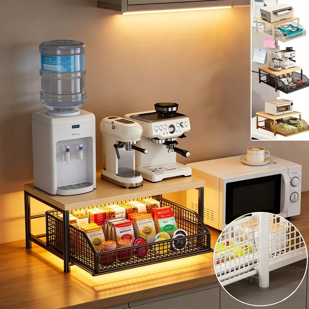 Space-Saving Under Cabinet Coffee Maker Organizer Kitchen Countertop Racks with Drawer Wire Basket Coffee Machine Storage Shelf
Space-Saving Under Cabinet Coffee Maker Organizer Kitchen Countertop Racks with Drawer Wire Basket Coffee Machine Storage Shelf