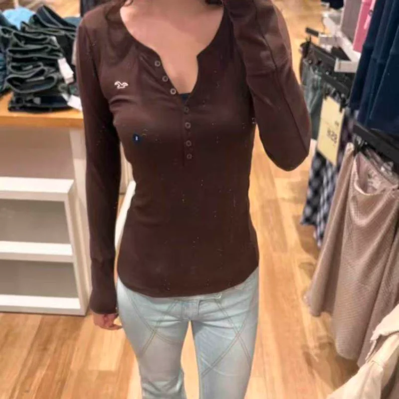 Fashionable Long Sleeve T-Shirt Women's Spring New Style Color Block Henry Collar Casual Comfortable Polyester Fiber Top
Fashionable Long Sleeve T-Shirt Women's Spring New Style Color Block Henry Collar Casual Comfortable Polyester Fiber Top