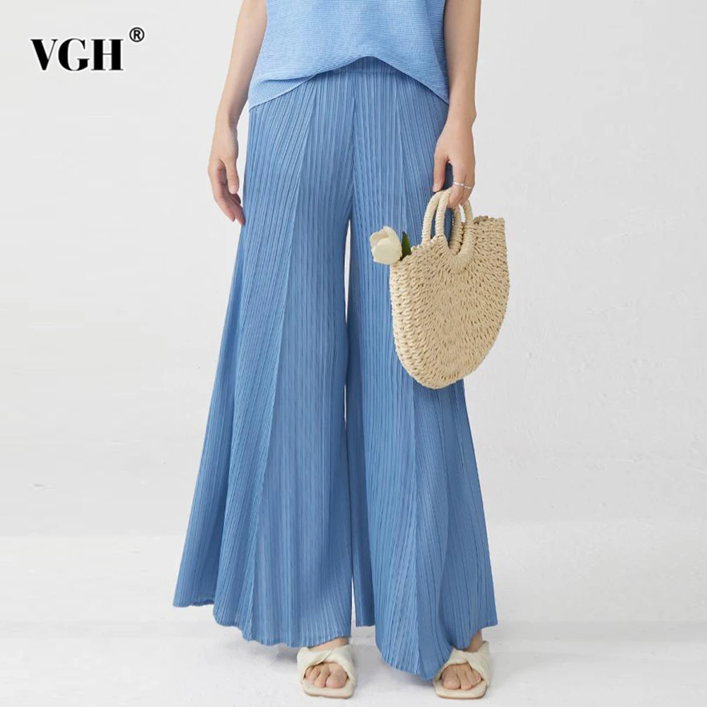 VGH Solid Loose Folds Temperament Wide Leg Pants For Women High Waist Designer Spring Home Based Pant Female Fashion Style New
VGH Solid Loose Folds Temperament Wide Leg Pants For Women High Waist Designer Spring Home Based Pant Female Fashion Style New