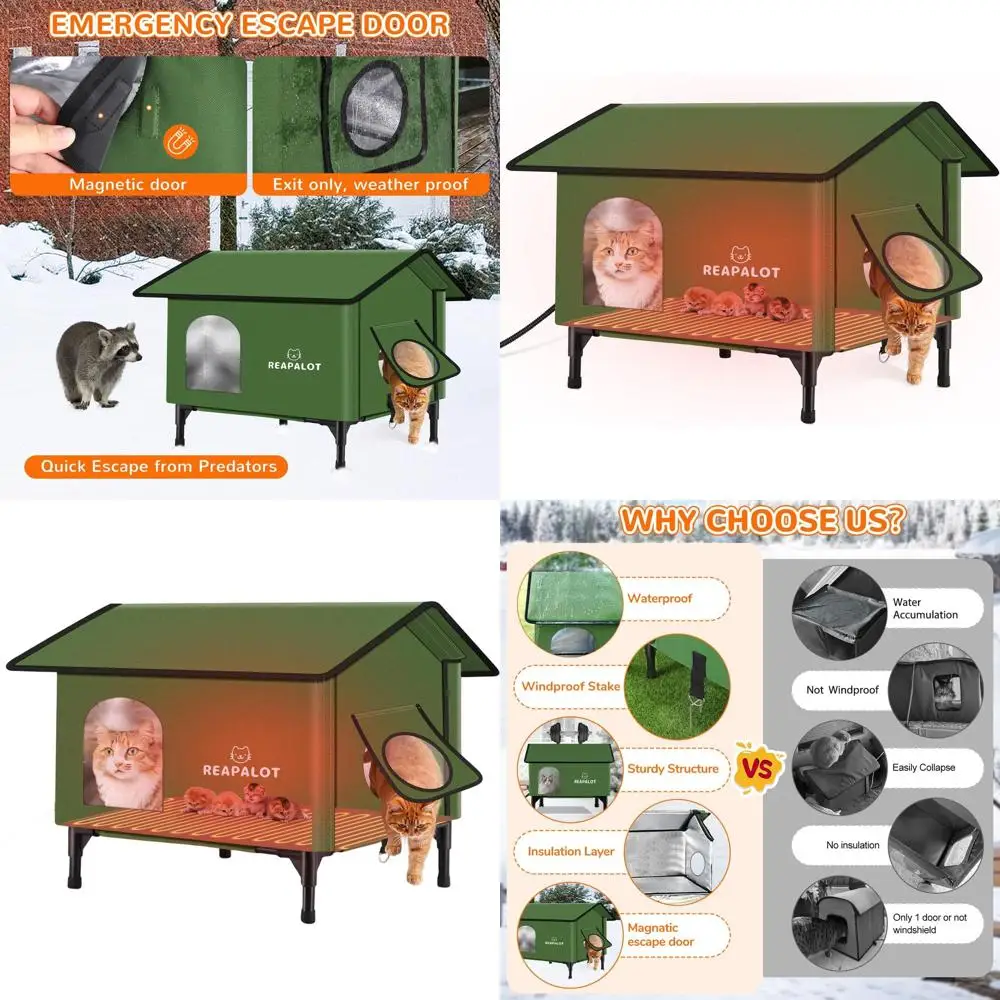 Зеленое изолированное укрытие для кошек на открытом воздухе с грелками для нескольких кошек, размер L (24,4x16,9x24,4 дюйма)
Зеленое изолированное укрытие для кошек на открытом воздухе с грелками для нескольких кошек, размер L (24,4x16,9x24,4 дюйма)