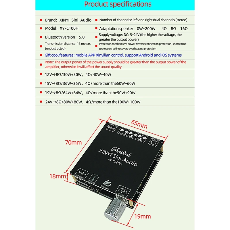 X12A Bluetooth 5,0 беспроводной аудио цифровой усилитель мощности стерео плата 100Wx2 TPA3116 Bluetooth усилитель XY-C100H
X12A Bluetooth 5,0 беспроводной аудио цифровой усилитель мощности стерео плата 100Wx2 TPA3116 Bluetooth усилитель XY-C100H