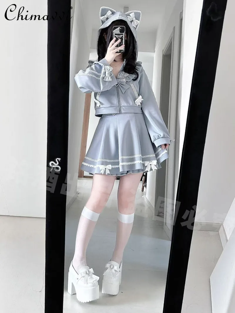 Japanese Subculture Cute Cat Ear Skirt Set Autumn Winter Lolita Long Sleeve Short Sports Outfit Long Sleeve Hoodie Mini Skirt
Japanese Subculture Cute Cat Ear Skirt Set Autumn Winter Lolita Long Sleeve Short Sports Outfit Long Sleeve Hoodie Mini Skirt