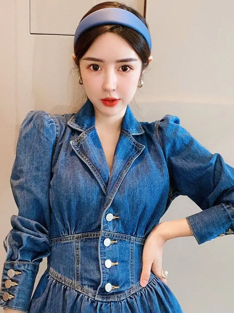 Slimming Effectiveness Denim Dress Women Autumn Winter Large Size Long Sleeve Waist Cinch Design Sense Midi Skirt
Slimming Effectiveness Denim Dress Women Autumn Winter Large Size Long Sleeve Waist Cinch Design Sense Midi Skirt