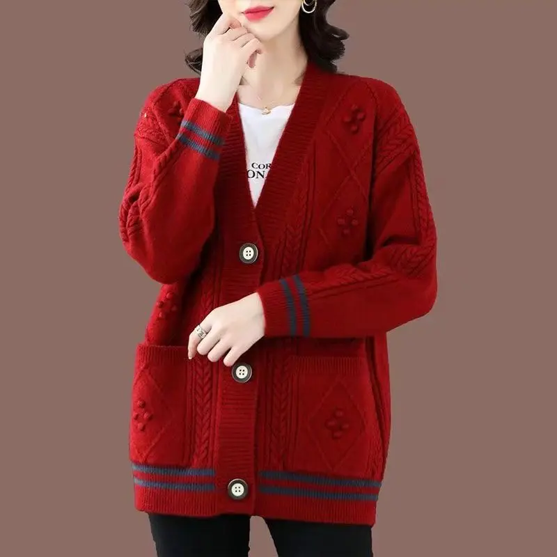 New Knitted Thick Cardigan for Spring and Autumn Women's Loose Korean Mother's Dress Versatile Sweater Jacket Large Size Top
New Knitted Thick Cardigan for Spring and Autumn Women's Loose Korean Mother's Dress Versatile Sweater Jacket Large Size Top