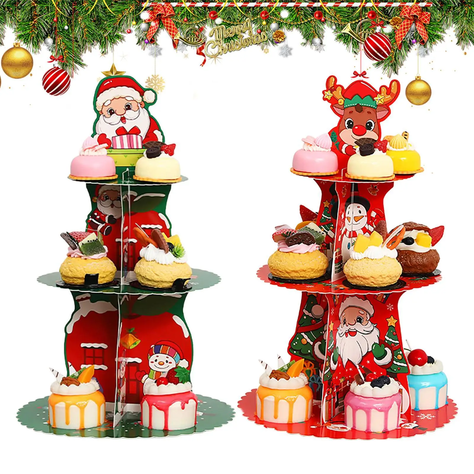 Christmas Cupcake Tower 2 Pieces 3-Tier Seasonal Cupcake Serving Holder Treat Tray Tower For Donut Candy Treat Dessert Pastry
Christmas Cupcake Tower 2 Pieces 3-Tier Seasonal Cupcake Serving Holder Treat Tray Tower For Donut Candy Treat Dessert Pastry