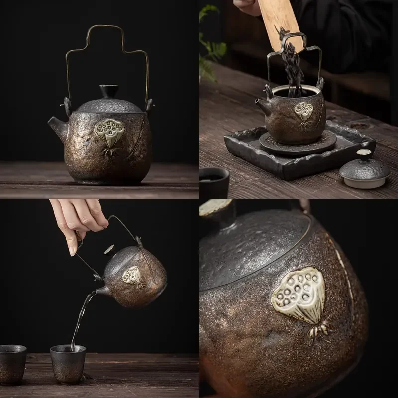 【CHIMU HOME】 Japanese Gilding Iron Glaze Zen Lotus Loop-handled Teapot for Ceramic Kung Fu Set Small Size Single Teapot
【CHIMU HOME】 Japanese Gilding Iron Glaze Zen Lotus Loop-handled Teapot for Ceramic Kung Fu Set Small Size Single Teapot