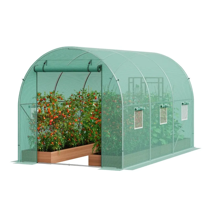 Walk-in Tunnel Greenhouse Hoop House Greenhouse Tunnel Plant House with Steel Frame Green PE Cover Roll-up Zipper Door
Walk-in Tunnel Greenhouse Hoop House Greenhouse Tunnel Plant House with Steel Frame Green PE Cover Roll-up Zipper Door