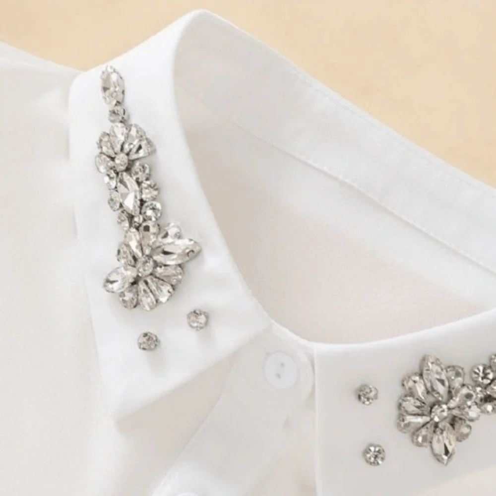 Fashionable White Chiffon Fake Collar Handmade Beaded Rhinestone Chiffon Fake Collar False Collar Women
Fashionable White Chiffon Fake Collar Handmade Beaded Rhinestone Chiffon Fake Collar False Collar Women