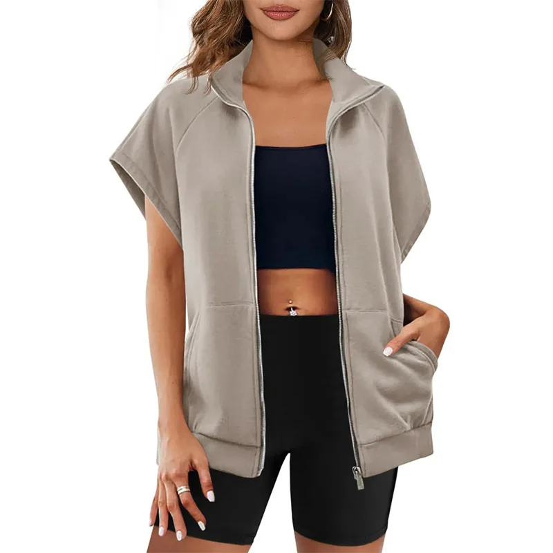 Women's Spring Summer Zip Hoodie Short Sleeve Sweatshirt European Style with Pockets Casual Comfortable Hoodies 
Women's Spring Summer Zip Hoodie Short Sleeve Sweatshirt European Style with Pockets Casual Comfortable Hoodies