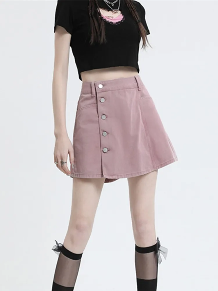 GUUZYUVIZ Pink Denim Shorts Skirts For Women Summer Casual A-line Jeans Shorts Ladies Korean Fashion Button Pocket Short Pants
GUUZYUVIZ Pink Denim Shorts Skirts For Women Summer Casual A-line Jeans Shorts Ladies Korean Fashion Button Pocket Short Pants