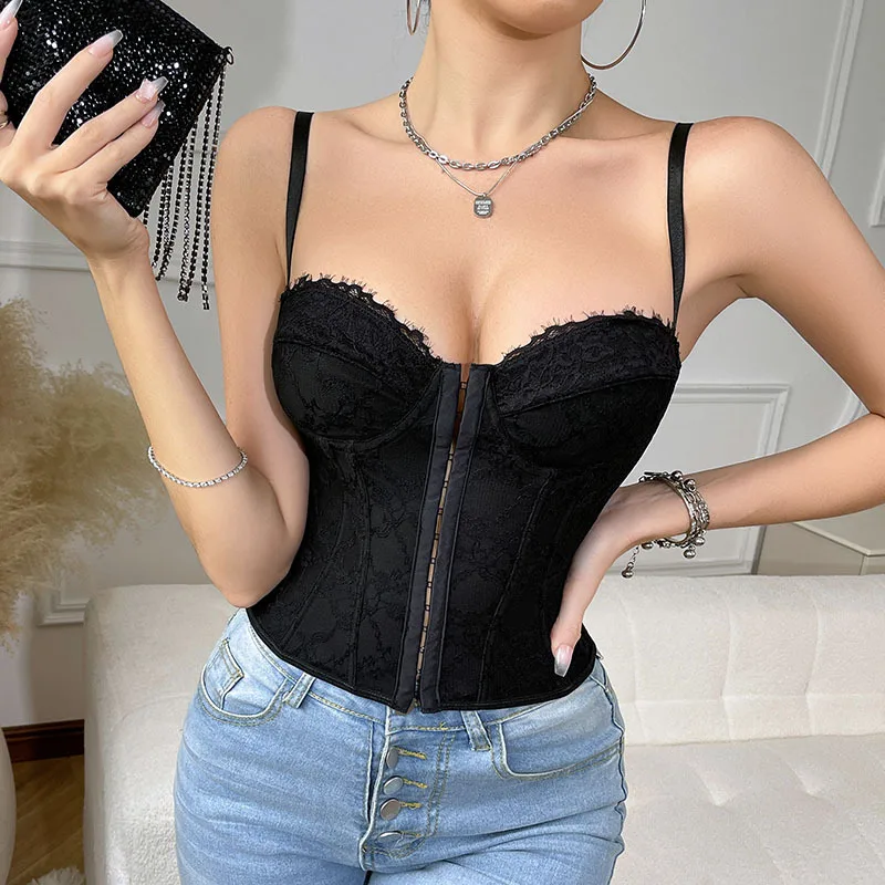 Sexy Underwire Fishbone Lace Strapless Backless Button Vest Solid ColorinsWomen's Clothing
Sexy Underwire Fishbone Lace Strapless Backless Button Vest Solid ColorinsWomen's Clothing