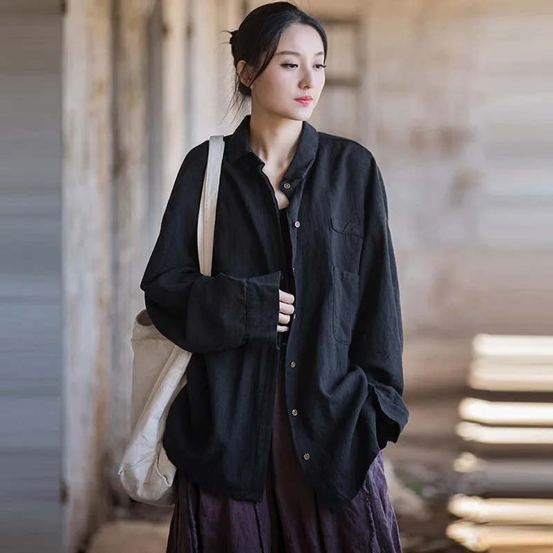 Oversized Women Cotton Linen Casual Shirt New 2024 Autumn Simple Style Solid Color Loose Female Long Sleeve Tops Shirts M194
Oversized Women Cotton Linen Casual Shirt New 2024 Autumn Simple Style Solid Color Loose Female Long Sleeve Tops Shirts M194
