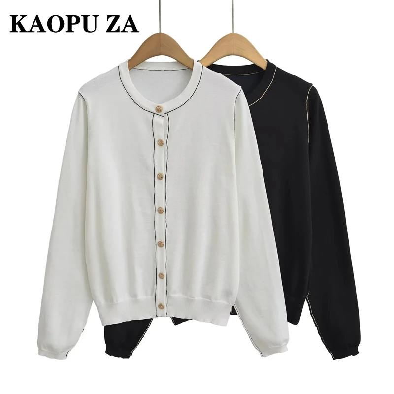 KAOPU ZA 2024 New Autumn Women's Fashion Black White Contrast Knitted Sweater Cardigan Long Sleeve Single Breasted Crop Top
KAOPU ZA 2024 New Autumn Women's Fashion Black White Contrast Knitted Sweater Cardigan Long Sleeve Single Breasted Crop Top