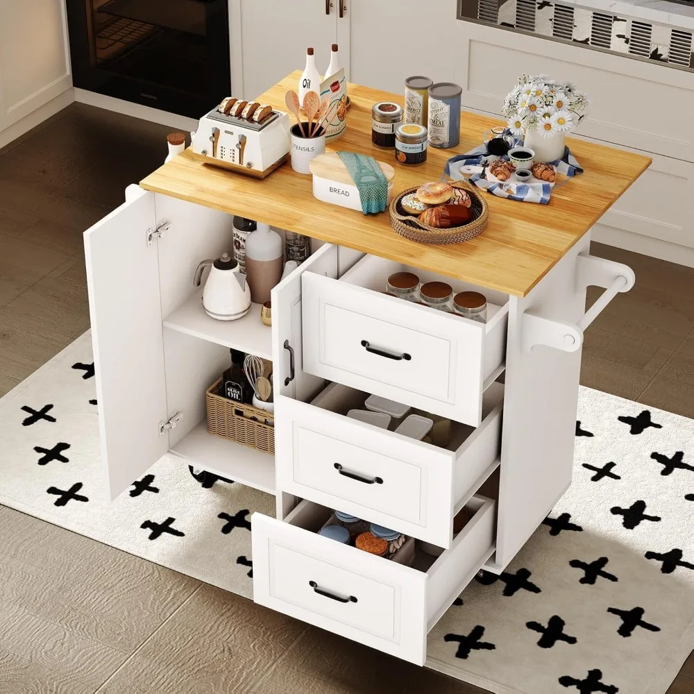 Rolling Kitchen Island with Storage,43" Kitchen Island Cart with Drop Leaf & Spice Rack & 3 Drawers,Portable Islands for Kitchen
Rolling Kitchen Island with Storage,43" Kitchen Island Cart with Drop Leaf & Spice Rack & 3 Drawers,Portable Islands for Kitchen