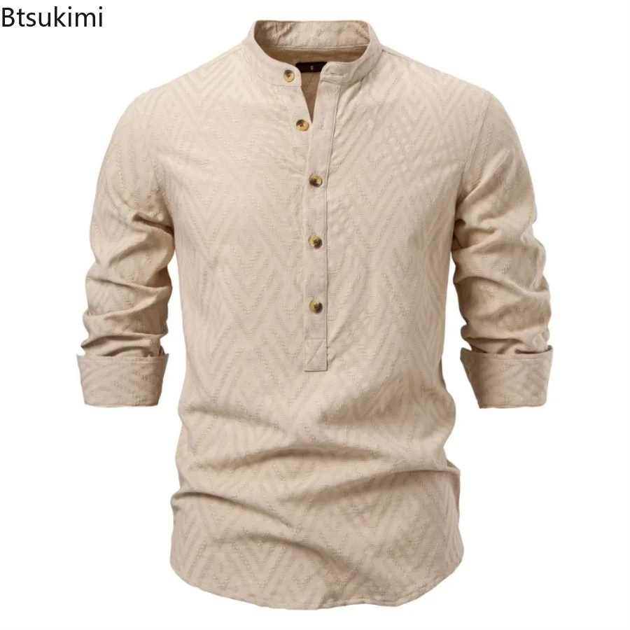 2025 New Men's Solid Half Button Stand Collar Long Sleeve Shirts Fashion Casual Breathable Cotton Tops Man Business Social Shirt
2025 New Men's Solid Half Button Stand Collar Long Sleeve Shirts Fashion Casual Breathable Cotton Tops Man Business Social Shirt