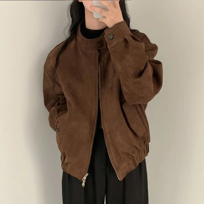 American Style Retro Suede Jacket Women Short Coat Spring Autumn Trendy Solid Color Woemn Fashionable Top
American Style Retro Suede Jacket Women Short Coat Spring Autumn Trendy Solid Color Woemn Fashionable Top
