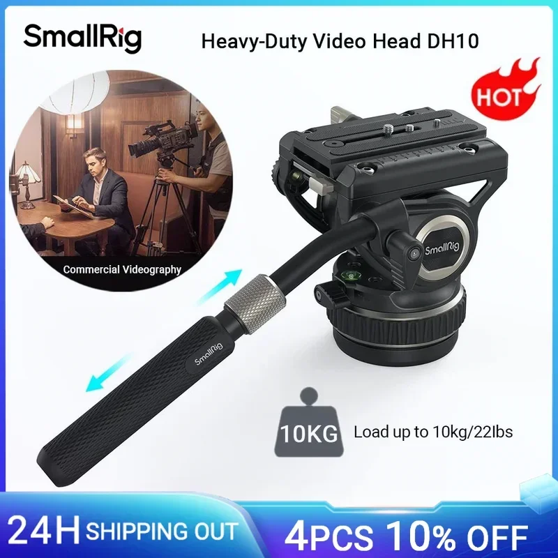 SmallRig DH10 Heavy Duty Tripod Fluid Video Head with Flat Base Adjustable Handle for Manfrotto Quick Release Plate for DSLR4165
SmallRig DH10 Heavy Duty Tripod Fluid Video Head with Flat Base Adjustable Handle for Manfrotto Quick Release Plate for DSLR4165