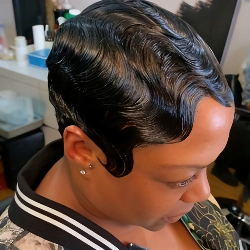 pixie cut human hair wig 4inch natural black color 150% density machine made hair for women daily use short finger wave pixie
pixie cut human hair wig 4inch natural black color 150% density machine made hair for women daily use short finger wave pixie