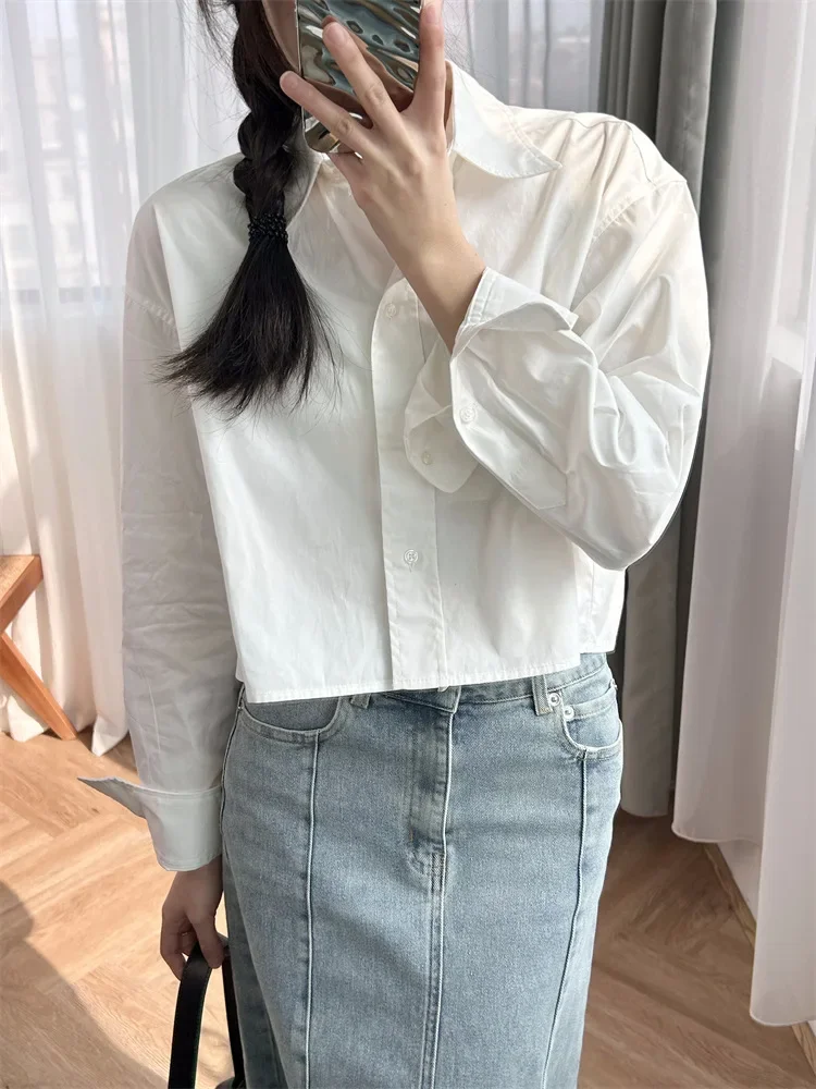 Letter Embroidery Women White Short Shirt Turn-down Collar Long Sleeve 2024 Spring Female Blouse
Letter Embroidery Women White Short Shirt Turn-down Collar Long Sleeve 2024 Spring Female Blouse