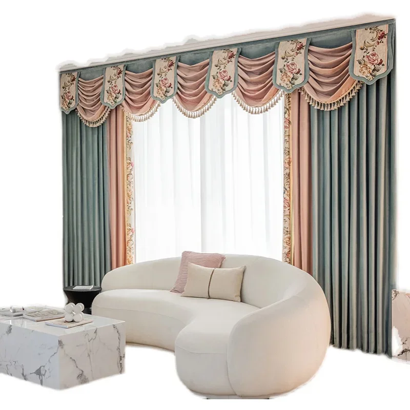 Retro Embroidery Stitching Blue And Pink Velvet Curtains For Living Room Bedroom Villa Decoration Custom Finished Curtains
Retro Embroidery Stitching Blue And Pink Velvet Curtains For Living Room Bedroom Villa Decoration Custom Finished Curtains