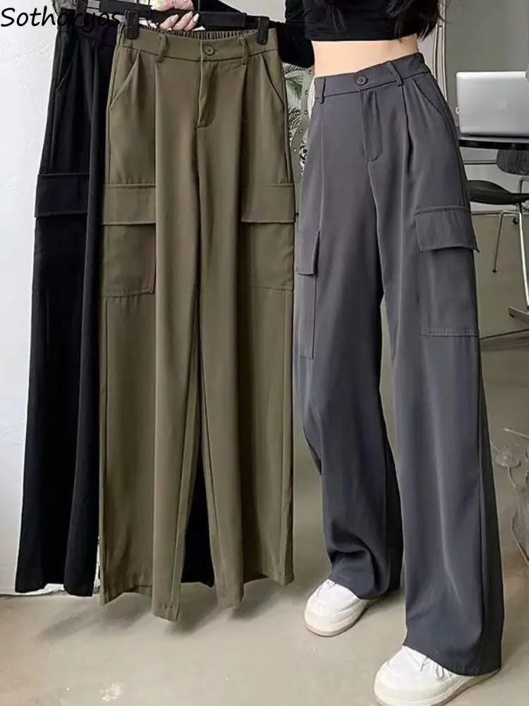 Cargo Pants Women Pockets Simple Loose Spring Streetwear Casual BF Korean Fashion Harajuku All-match New Schoolgirls High Waist
Cargo Pants Women Pockets Simple Loose Spring Streetwear Casual BF Korean Fashion Harajuku All-match New Schoolgirls High Waist