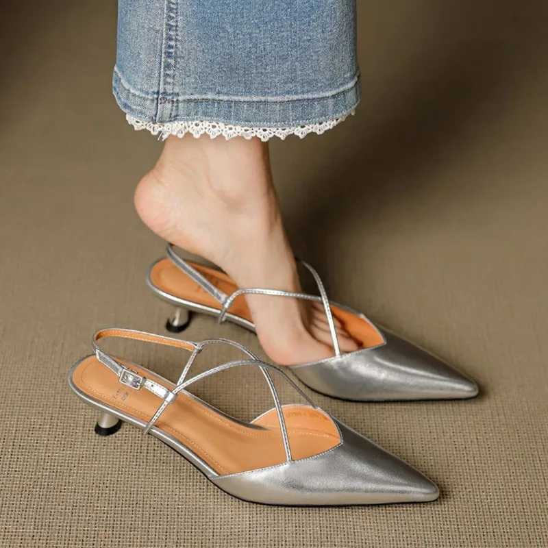 Women Baotou Sandals Fashion Pointed High Heels Sexy Slingbacks Women Sandals Comfort Elegant Silver Single Shoe Sandalias Mujer
Women Baotou Sandals Fashion Pointed High Heels Sexy Slingbacks Women Sandals Comfort Elegant Silver Single Shoe Sandalias Mujer