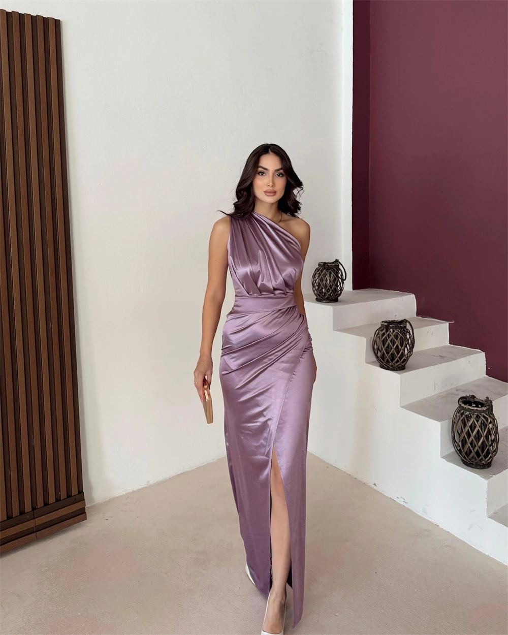 Customized Graceful Purple Satin Evening Dress Temperament One Shoulder Sleeveless Party Dress High Quality Celebrity
Customized Graceful Purple Satin Evening Dress Temperament One Shoulder Sleeveless Party Dress High Quality Celebrity