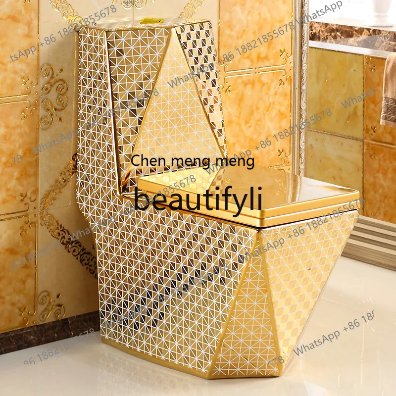 N178 Household flush gold toilet siphon water-saving European toilet square diamond colored ceramic
N178 Household flush gold toilet siphon water-saving European toilet square diamond colored ceramic