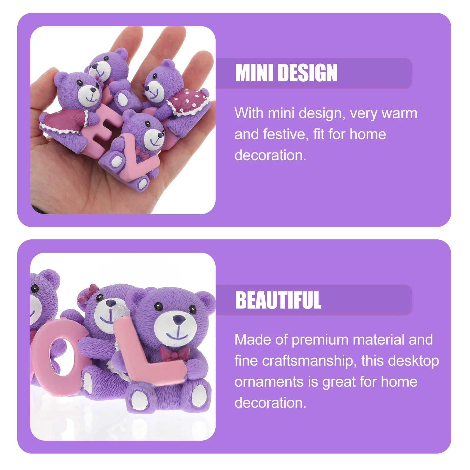 4 pcs 1 Set 5Cm Purple Bear Resin Crafts Love Shaped Desktop Ornament Valentines Day Cake Decoration Home Decor Gift For Lovers
4 pcs 1 Set 5Cm Purple Bear Resin Crafts Love Shaped Desktop Ornament Valentines Day Cake Decoration Home Decor Gift For Lovers