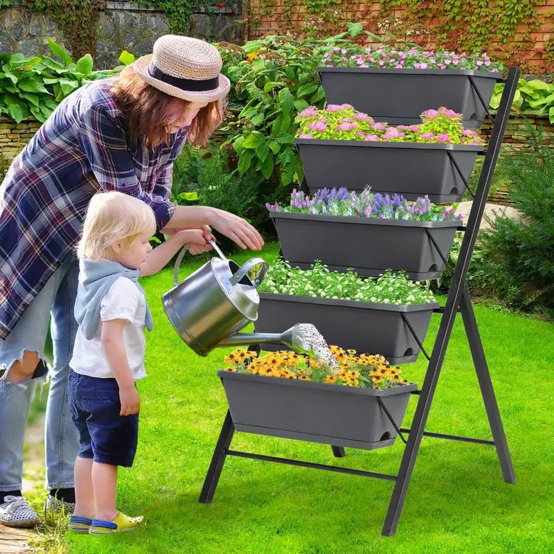 5-Tier Vertical Planter with Drainage Hole for Garden
5-Tier Vertical Planter with Drainage Hole for Garden