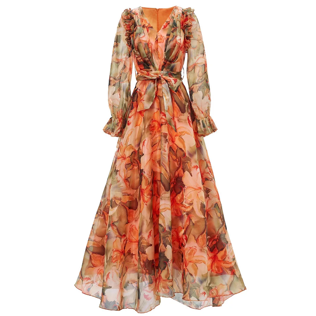 cross-border European and American women's new big swing mesh evening dress high-end long-sleeve V-neck pleated banquet dress
cross-border European and American women's new big swing mesh evening dress high-end long-sleeve V-neck pleated banquet dress