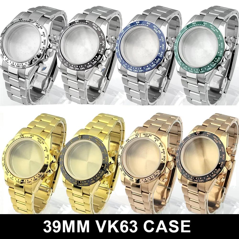 Men's 39mm metal case watch strap sapphire for VK63 movementSilver Rose Gold Black watch accessory parts
Men's 39mm metal case watch strap sapphire for VK63 movementSilver Rose Gold Black watch accessory parts