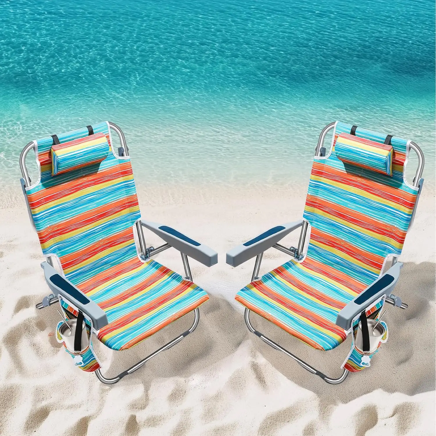 Backpack Beach Chairs for Adults 2 Pack Portable, Lay Flat Reclining Beach Chairs with 5 Positions, Tall Heavy Duty Folding Chai
Backpack Beach Chairs for Adults 2 Pack Portable, Lay Flat Reclining Beach Chairs with 5 Positions, Tall Heavy Duty Folding Chai