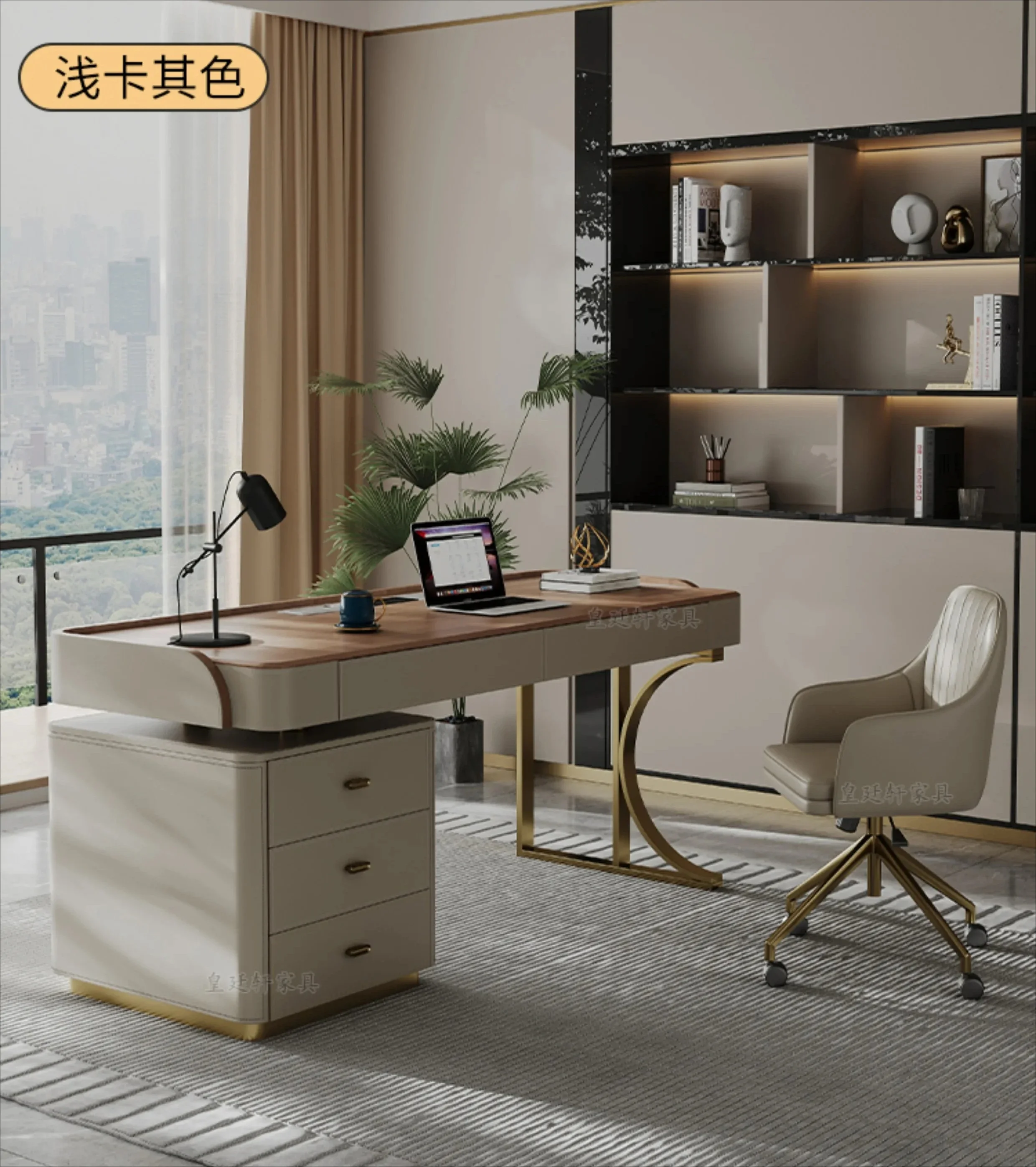 Saddle leather in the ancient style light luxury solid wood study computer desk boss writing desk living room study table
Saddle leather in the ancient style light luxury solid wood study computer desk boss writing desk living room study table