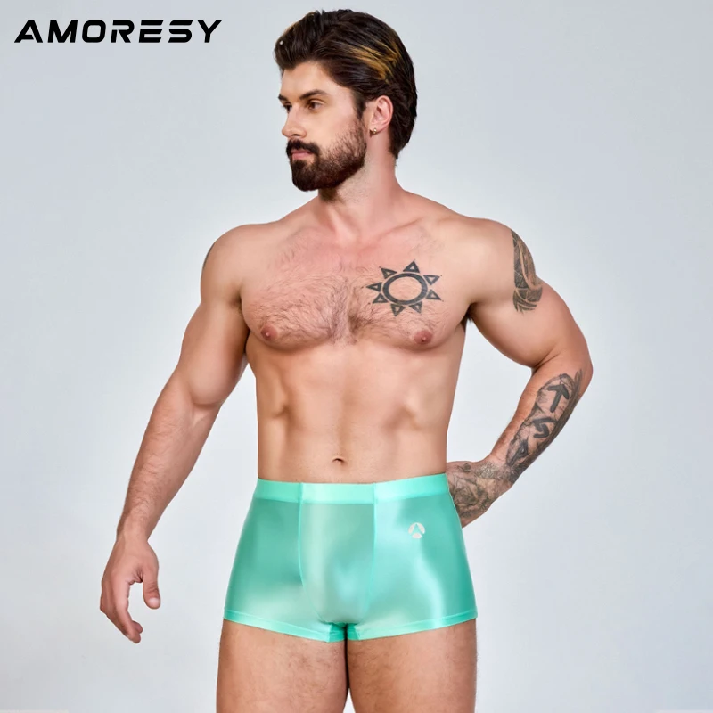 AMORESY satin glossy men thin underpants Silk Slippery High Elastic Boxer oily Yoga running Leisure shinny shorts
AMORESY satin glossy men thin underpants Silk Slippery High Elastic Boxer oily Yoga running Leisure shinny shorts