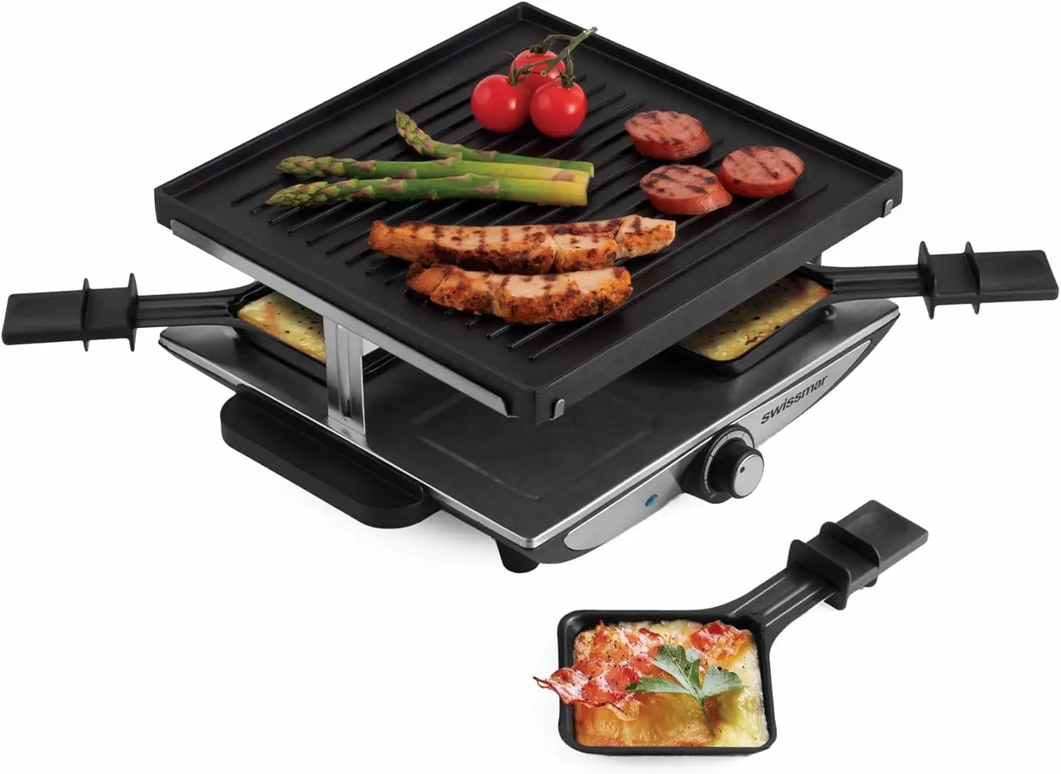 Raclette Grill with Reversible Cast Aluminum Grill Top, Electric Indoor & Outdoor Griller for 4-Person, Versatile Cooking & Easy
Raclette Grill with Reversible Cast Aluminum Grill Top, Electric Indoor & Outdoor Griller for 4-Person, Versatile Cooking & Easy